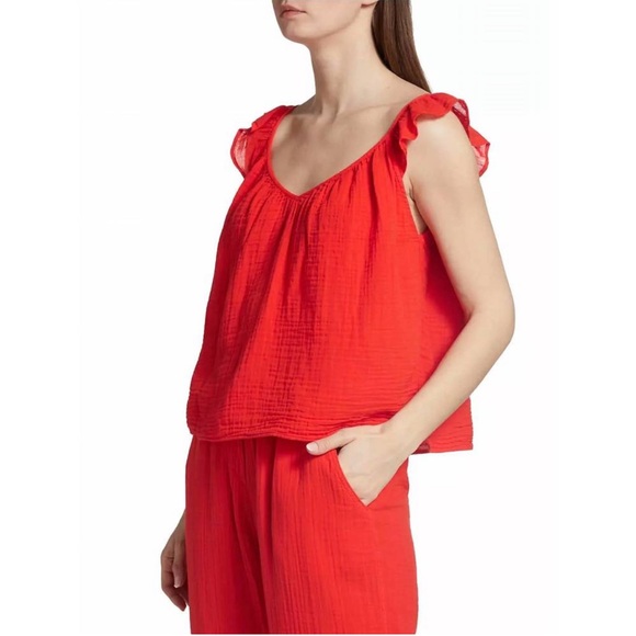 NWT VELVET BY GRAHAM & SPENCER anette cotton gauze ruffle top size medium - Picture 5 of 7